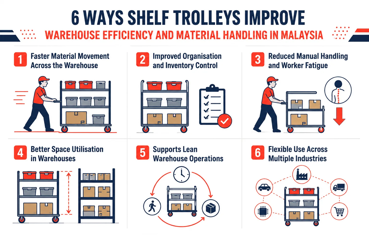 6 Ways Shelf Trolleys Improve Warehouse Efficiency and Material Handling in Malaysia