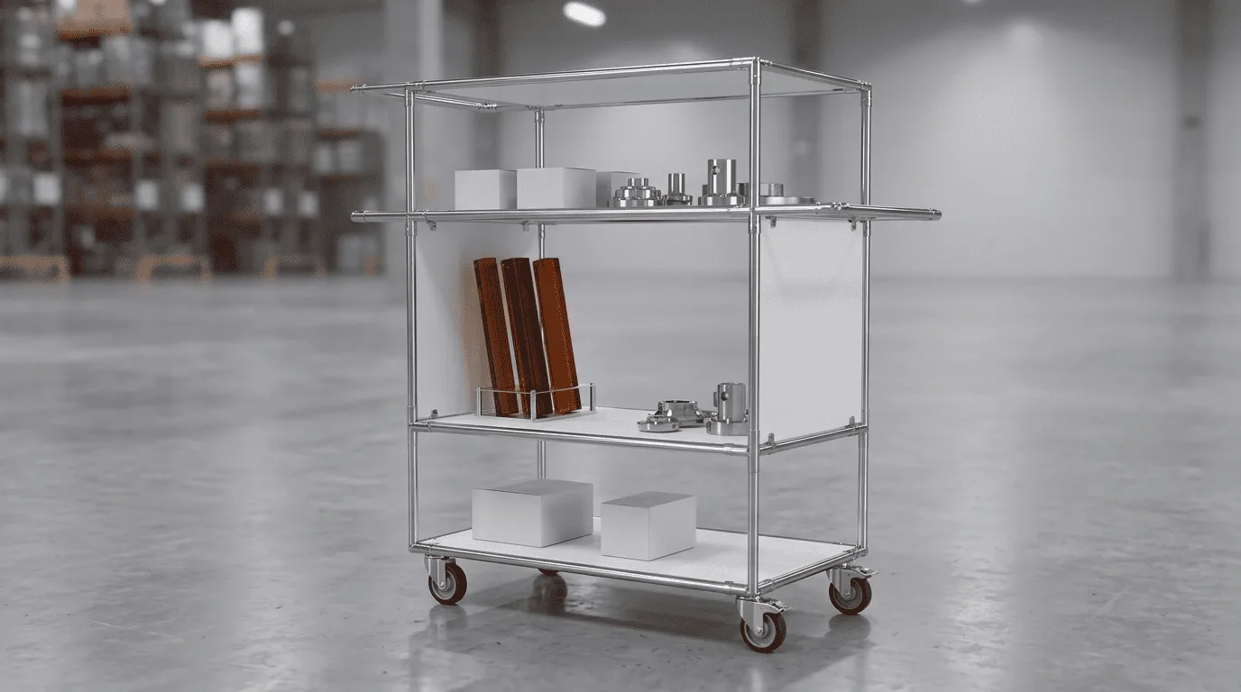 shelf trolleys in Malaysia used to transport tools, components and materials efficiently
