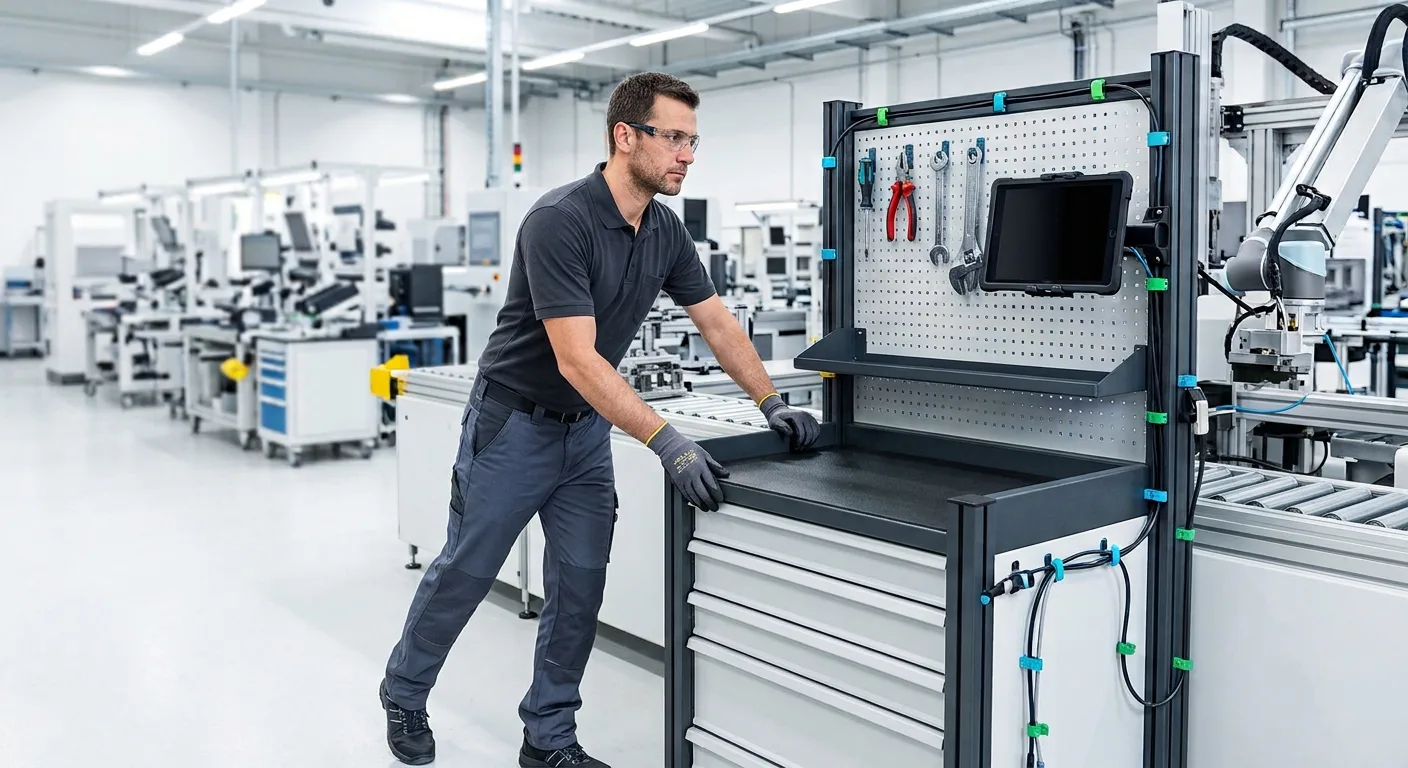 an operator is maneuvering the custom mobile workstation